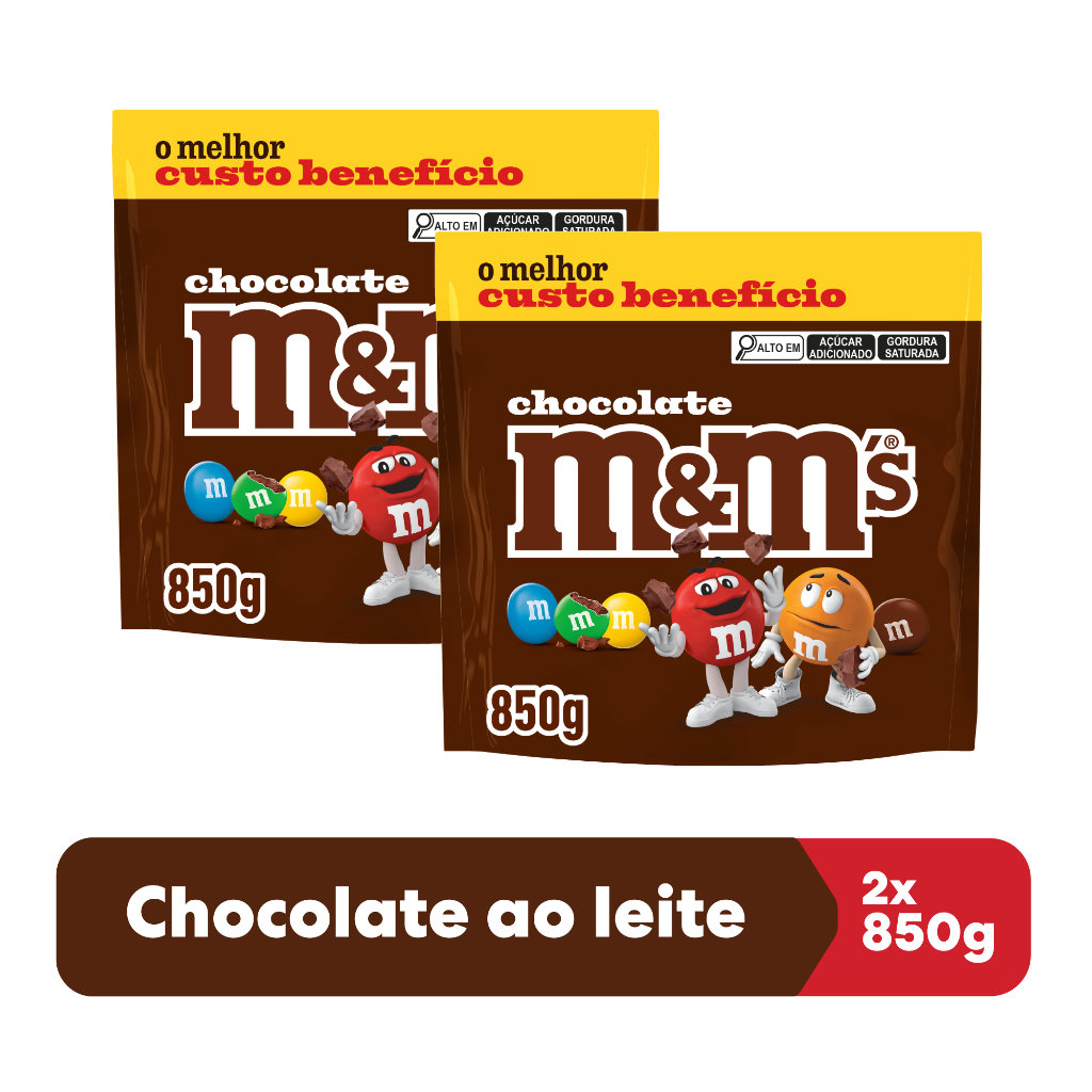 Kit com 2 und Confeito De Chocolate Ao Leite 850g M&m's Mms
