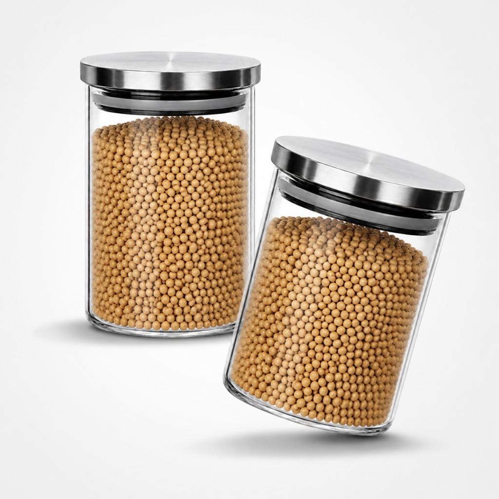 Pote de Vidro Redondo Transparente para Mantimentos C Tampa de Inox 700ML