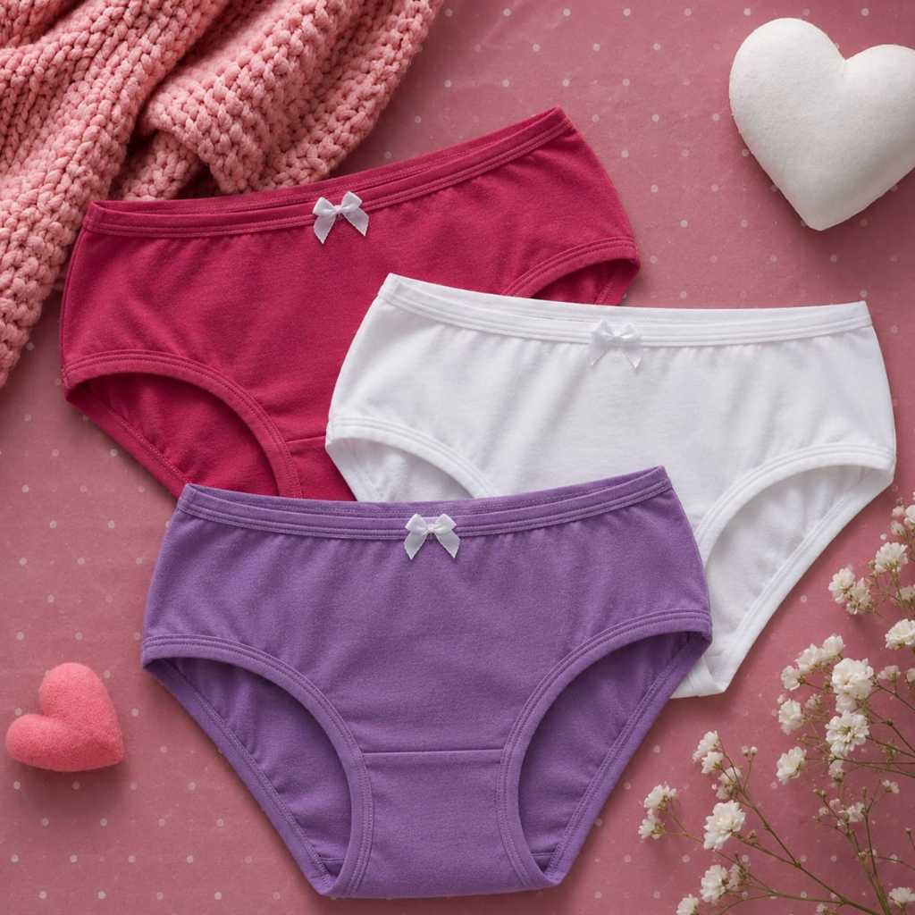 Kit 3 Calcinhas Infantil Estampadas Sortidas Algodão Premium Para Menina Dia A Dia