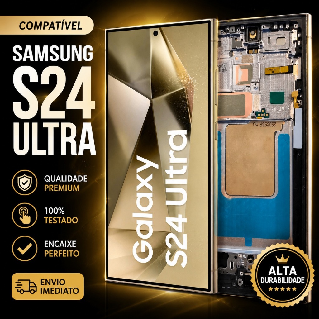 Tela Display Touch Compatível Samsung Galaxy S24 Ultra SM-S928 Soft OLED Com Aro