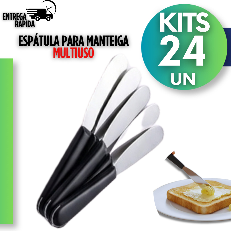 Kit Espátulas Para Manteiga Requeijão Geleias Patês Premium Inox Cabo Preto Pão Café Cozinha utilidades //