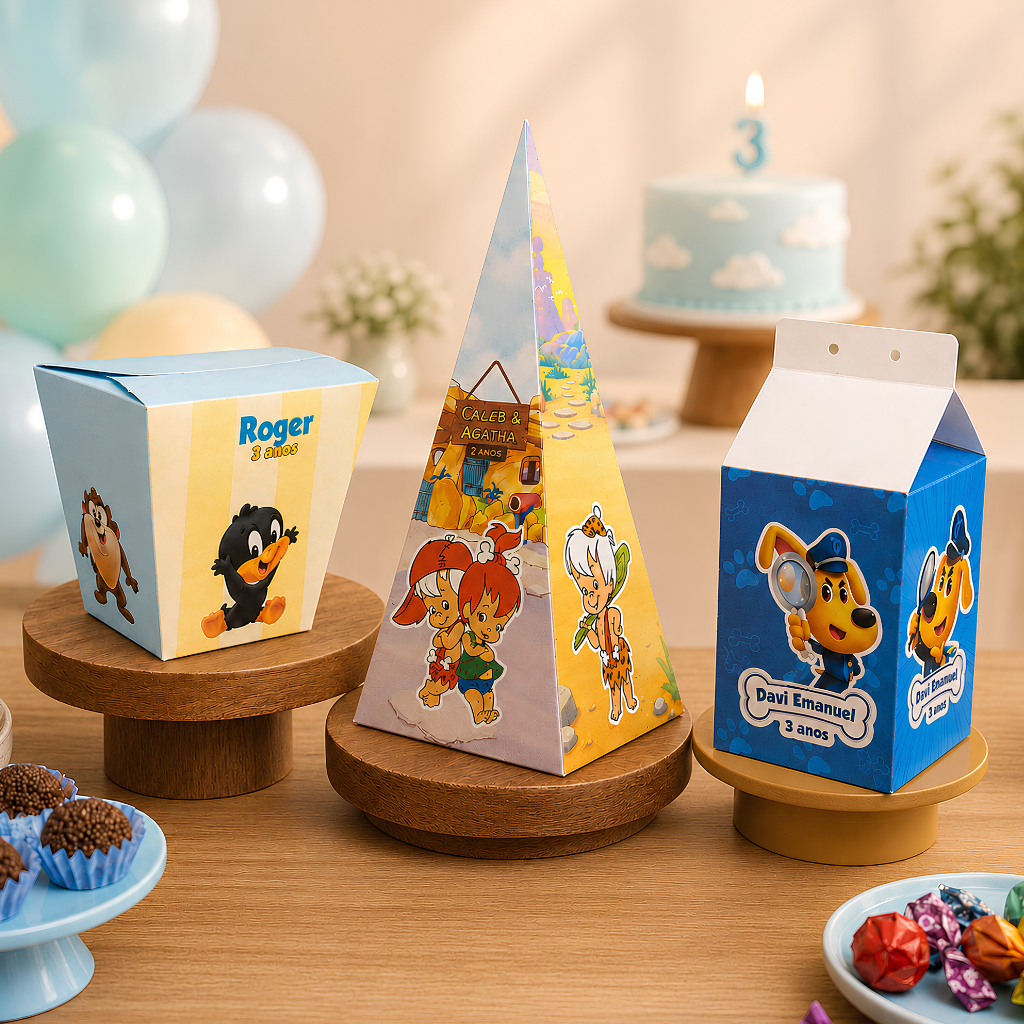 Caixinha Personalizada para Festa Infantil Qualquer Tema com Nome e Idade Lembrancinha Aniversário