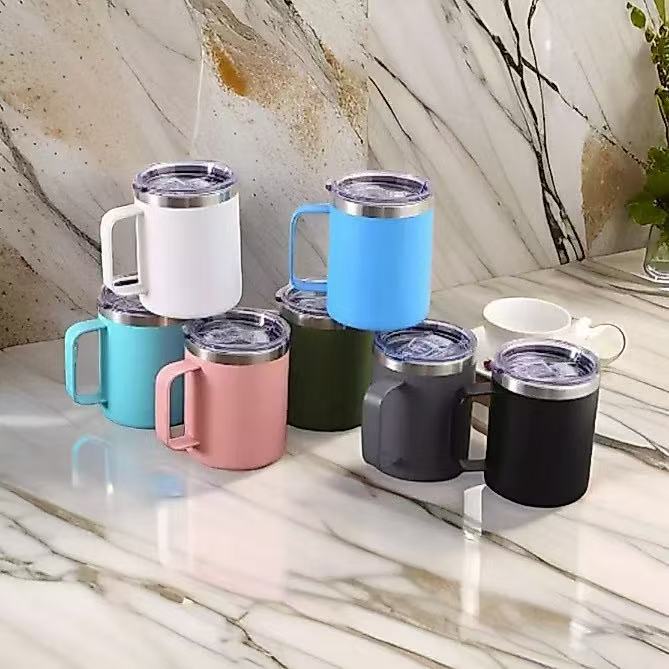 KIT 10 Caneca Térmica  Quente ou Frio com Alça 350ML Com Tampa