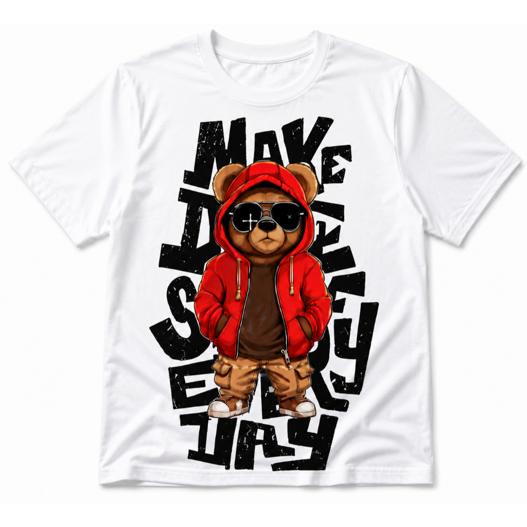 Camiseta Infantil Estampada Masculina Urso com Óculos e Moletom  Camisa Infantil  Confortável