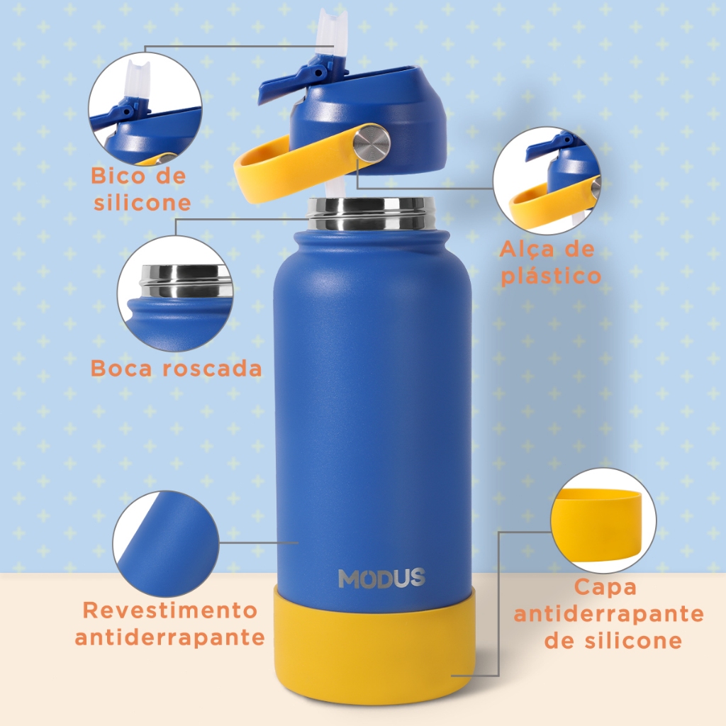 MODUS Garrafinha Térmica 1000ml Tampa E Alça Com Canudo Volta as Aulas · foto 2