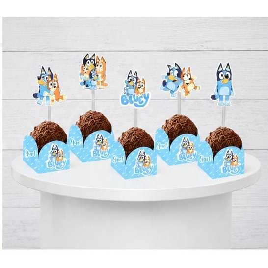 kit topo de docinhos + forminhas doces topper brigadeiro infantil festa Bruey - leia a descricao tags personalizadas