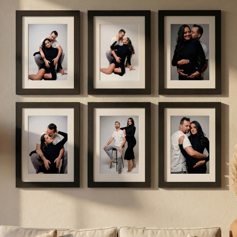 Kit 6 Quadros Porta Retrato Parede Decorativo Com Paspatur Foto 15x21 Medida 24x32