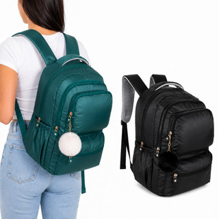 Bolsa Mochila Feminina Menina Metalizada Forrada Grande Resistente Impermeável Notebook Escolar