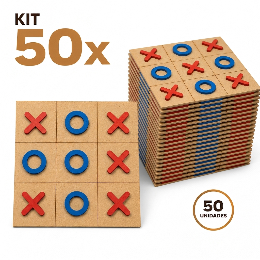 Kit 50 Jogos Da Velha Tabuleiro Brinquedo Educativo Presente Lembrancinha MDF Colorido