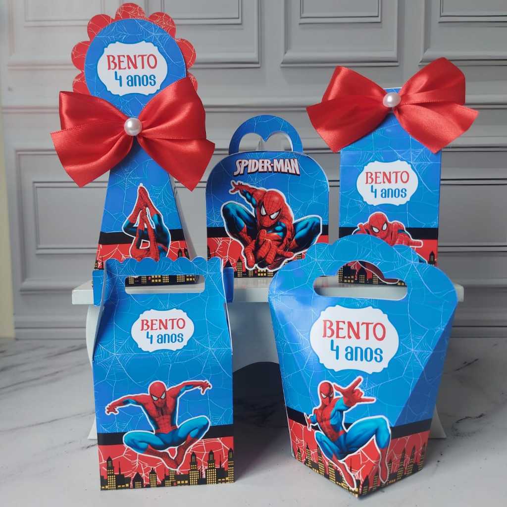 KIT CAIXINHA PERSONALIZADA HOMEM ARANHA PEGUEMONTE - BRINDE - LEMBRANCINHA -  CAIXINHA PERSONALIZADA
