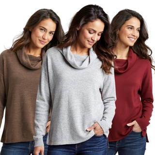 ÚLTIMAS PEÇAS Camisa Feminina Gola Boba Manga Longa Lãnzinha Sortido Confortável Cor Surpresa