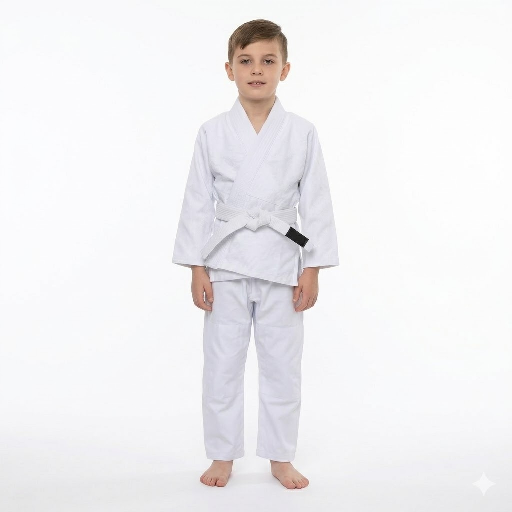 Kimono Branco Jiu jitsu Infantil Reforçado + Faixa branca de pano Grátis