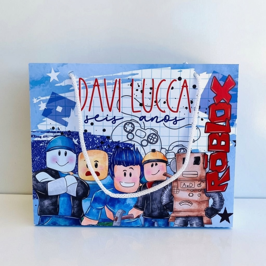 Kit Sacolinha Personalizada Roblox Pegue e Monte Lembrancinha para Festa Aniversário Personalizada