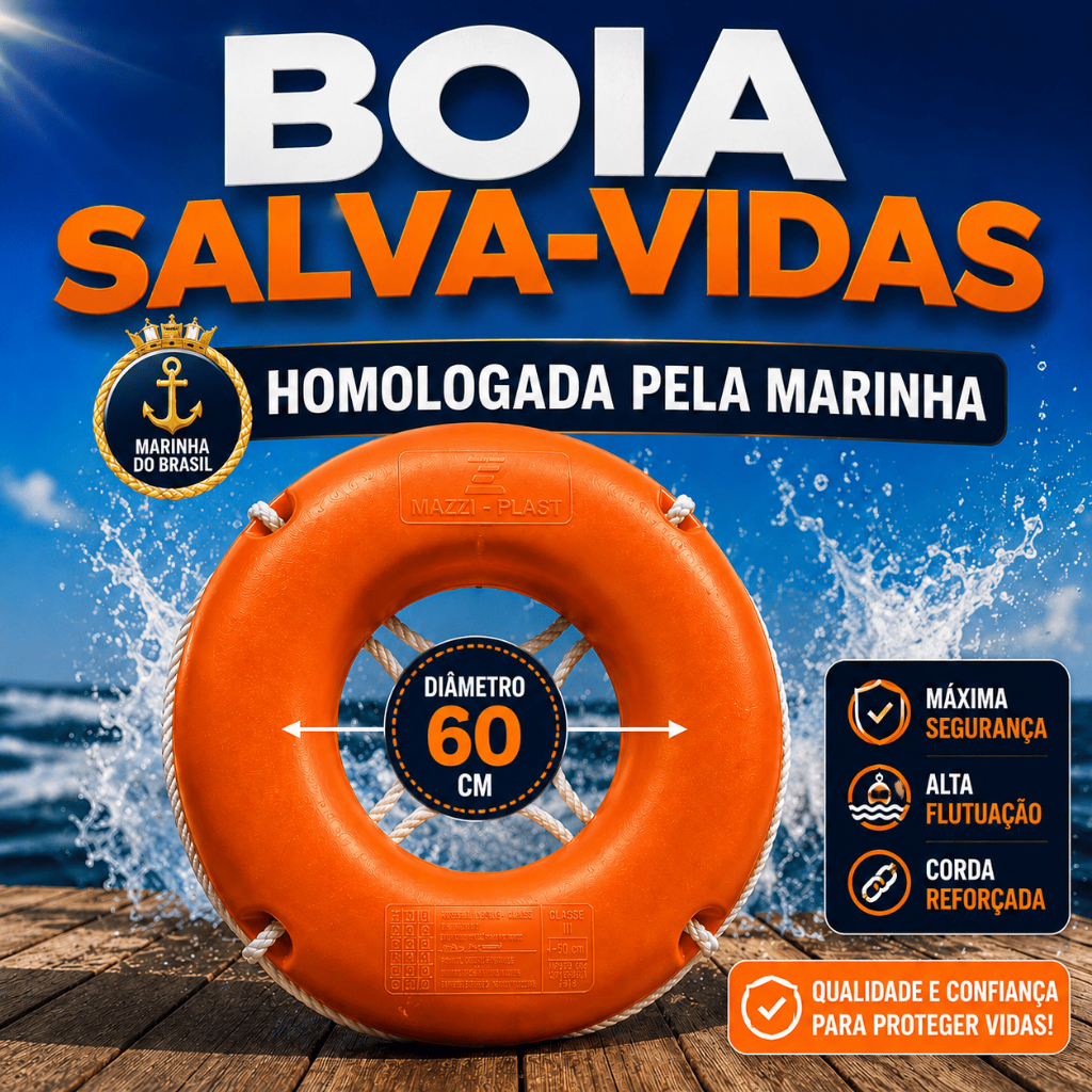 Boia Circular Salva Vidas Classe 3 60cm Homologado Barco Embarcação Nautica
