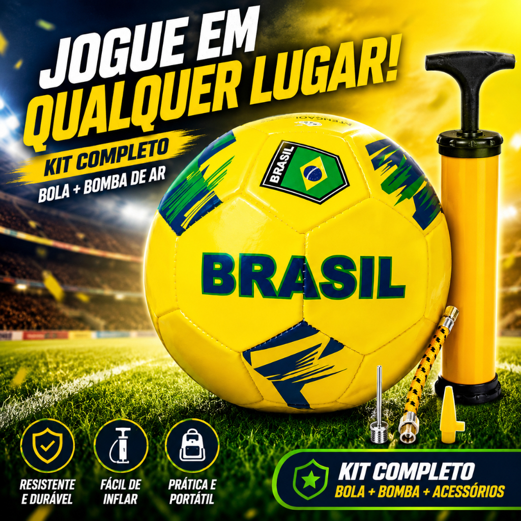 Bola de Futebol Campo N:5 Brasil Vôlei Basquete + Bomba de ar Profissional Quadra Treino