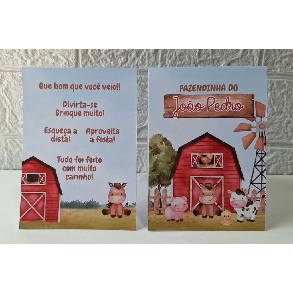 kit Plaquinha de Agradecimento fazendinha menina/ menino -Centro de Mesa-Personalizados- Lembrancinha- Festa - Decoração