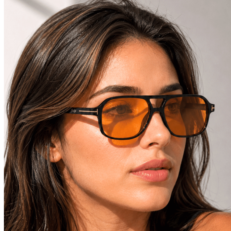 Óculos de Sol Feminino Quadrado Lente Clara Elegante Têndencia Blogueira Vintage Aviador Moda UV400