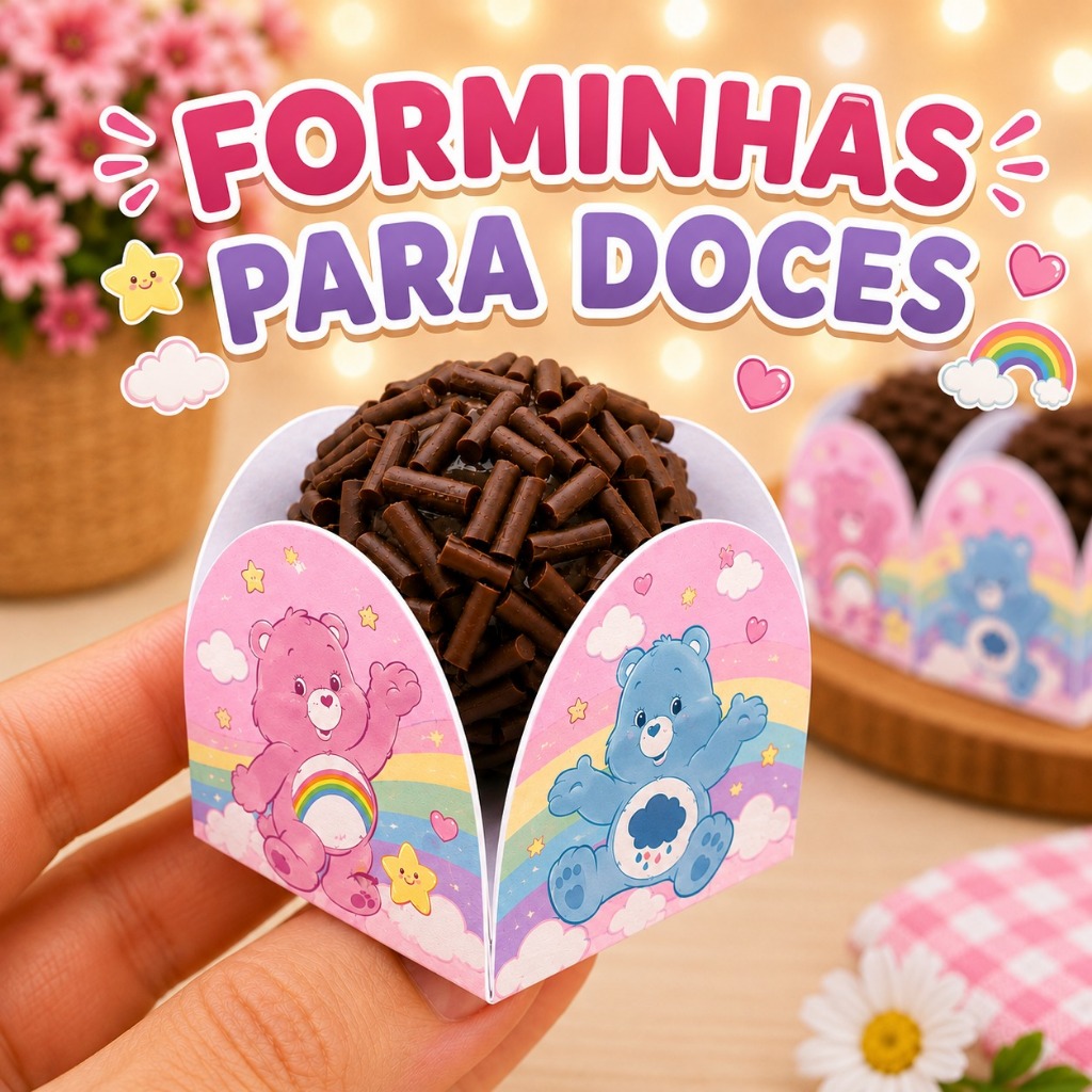 120 Forminhas para doces URSINHOS CARINHOSOS , 4 pétalas brigadeiro Festa infantil Doces Aniversario