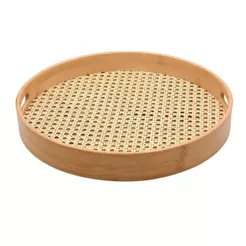 Bandeja Em Bambu Redonda Palinha 35cm Oikos
