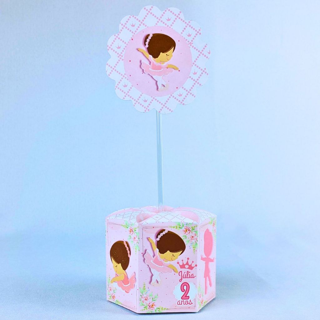 Kit 5 a 25 Centro de Mesa Bailarina Personalizado Lembrancinha Festa Aniversário Enfeite Caixinha