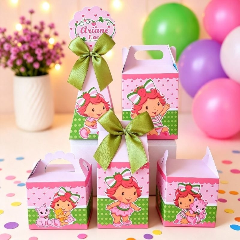 (PEGUE E MONTE) - Caixinhas Personalizadas Moranguinho Baby aniversário/ Kit Lembrancinhas Festa