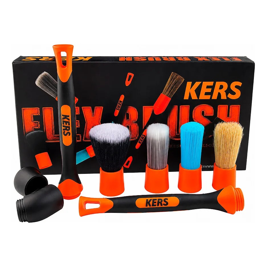 Kit Pincéis Angular Reto Flex Brush Kers Limpeza Automotiva