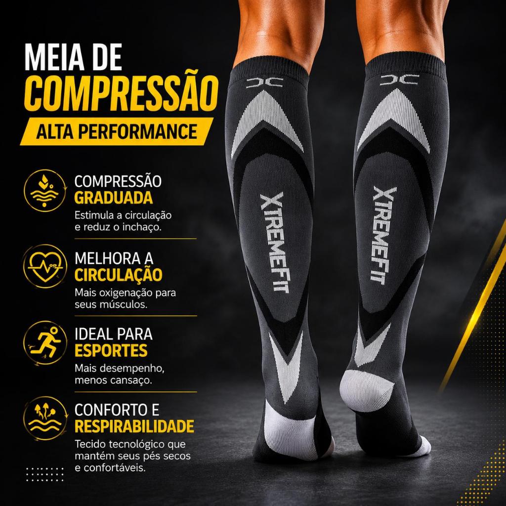 Meias Compressão para Varizes e Para Pratica De Crossfit Ciclismo Corrida e Academia Feminina Compressiva