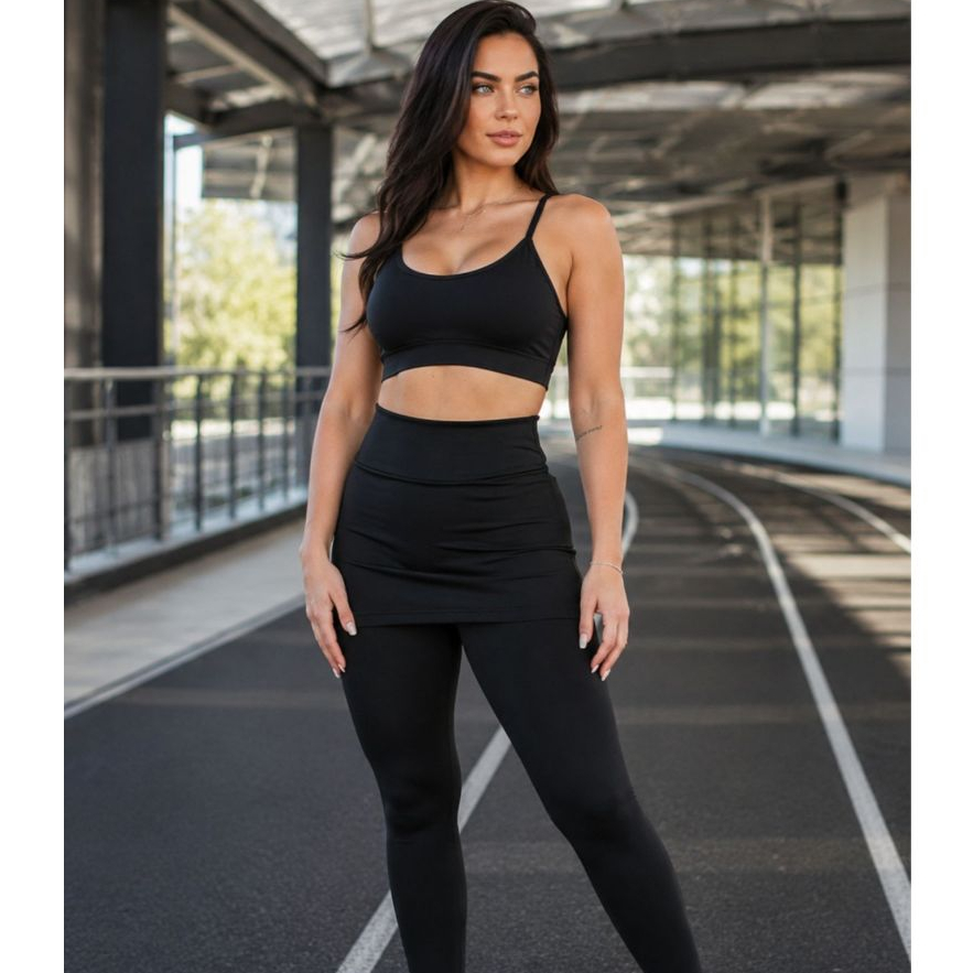 Calça Legging Saia Transpassada Evangelica Academia Fitness Yoga Casual Caminhada Ravenna