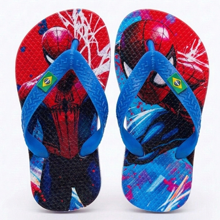 Chinelo Masculino Infantil Feminino Desenho Personagem Homem Aranha Resistente Confortável 25 Ao 32 Acessível