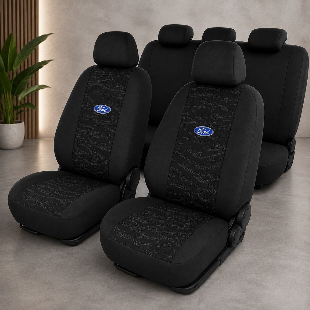 Capa Banco Ford Tecido Preto Bordado Premium Jogo Completo — imagem 2 de 2