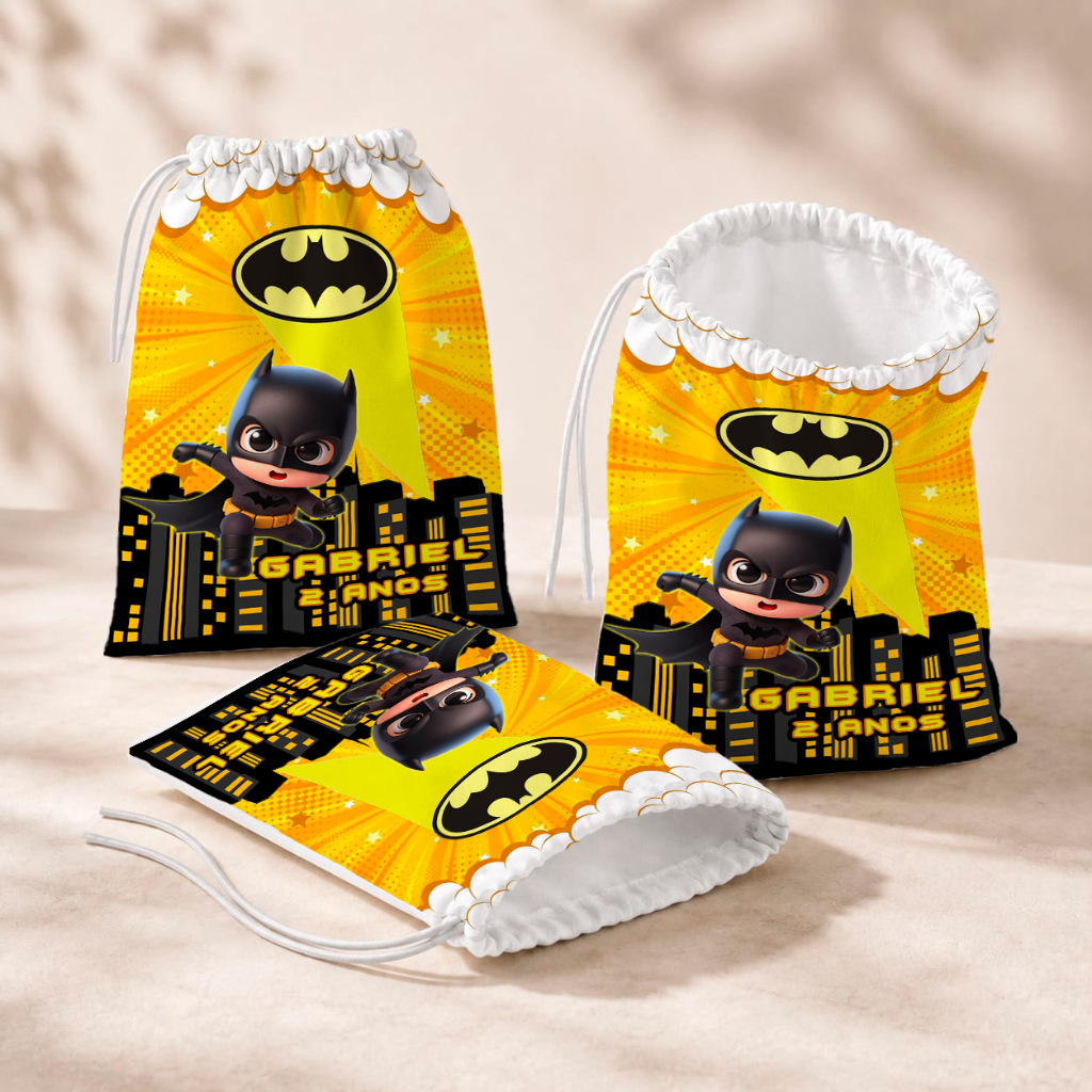 20 Sacolinhas Personalizada Festa Infantil 18x26 Aniversário Lembrancinha Batman Cute M1