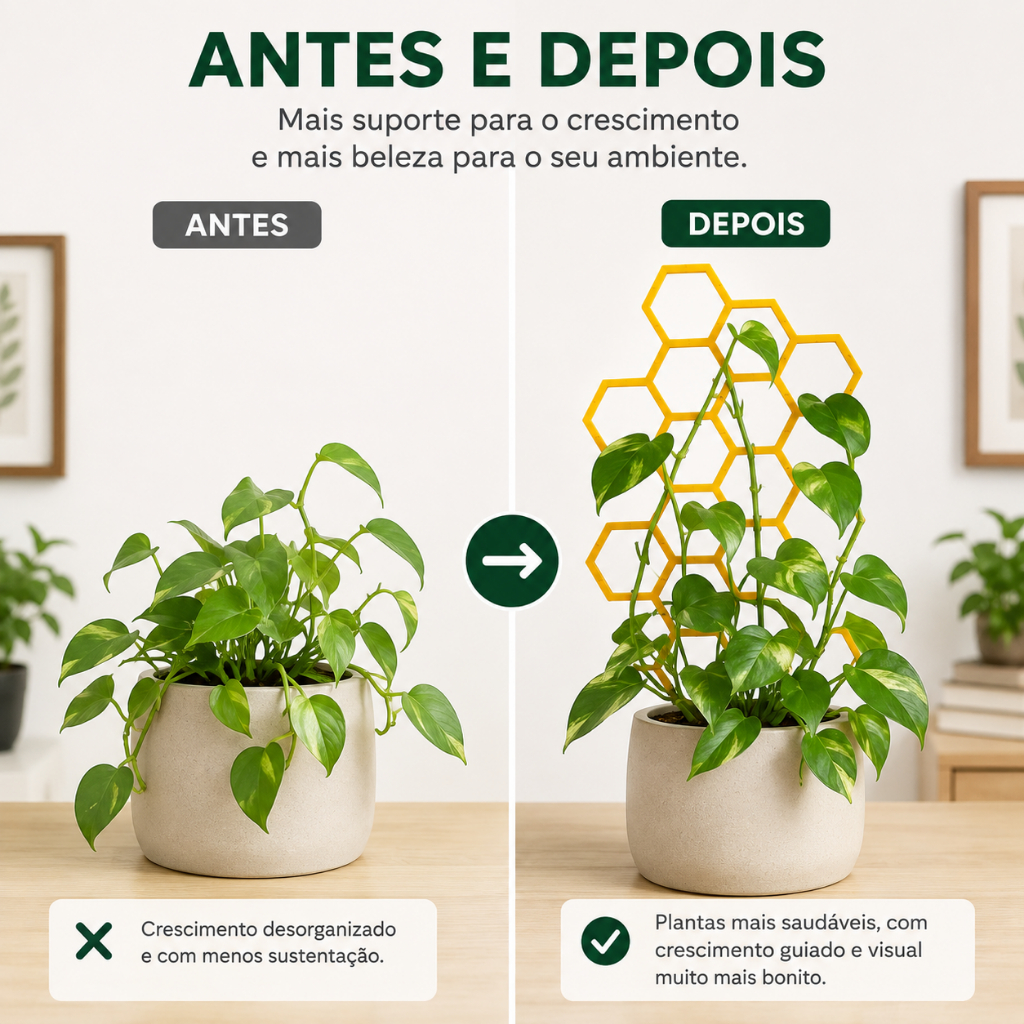 Kit 2 Treliças Colmeia para Plantas Trepadeiras Suporte Decorativo para Vasos 22cm — imagem 2 de 2
