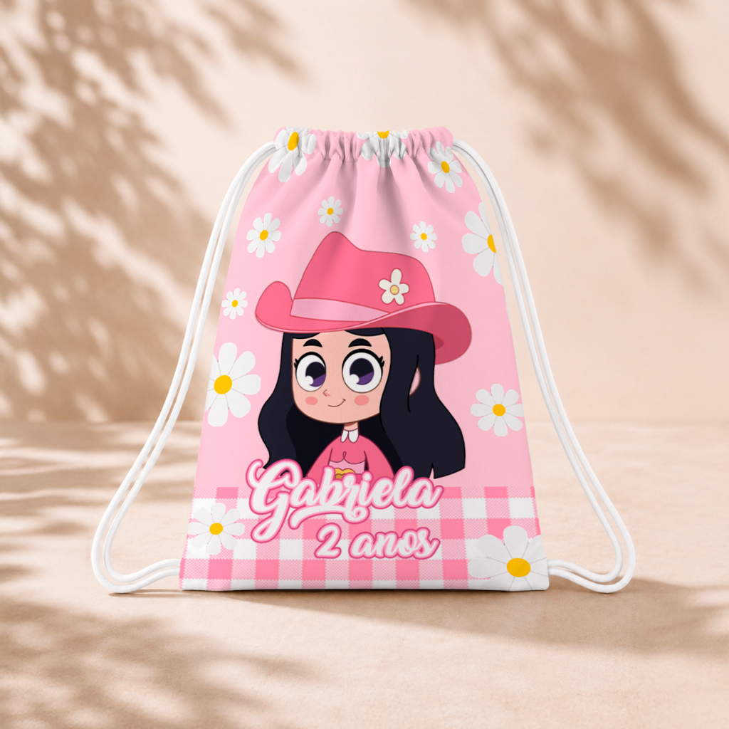 10 Mochila Personalizada Infantil 18x26 Sacolinhas Surpresa Festa Aniversário Lembrancinha Boiadeirinha M1