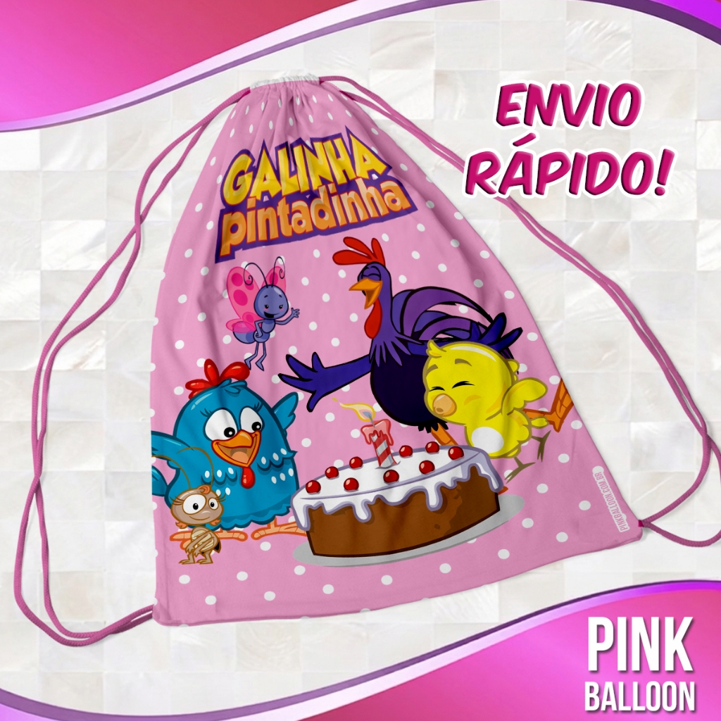 MOCHILINHA GALINHA PINTADINHA 3 (ENVIO RÁPIDO) - SACOLINHA LEMBRANCINHA NÃO PERSONALIZADA