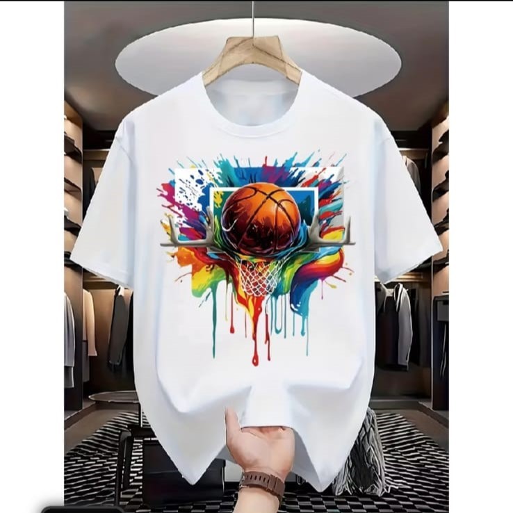 Camiseta Masculina Basquete Streetwear Estampada Casual