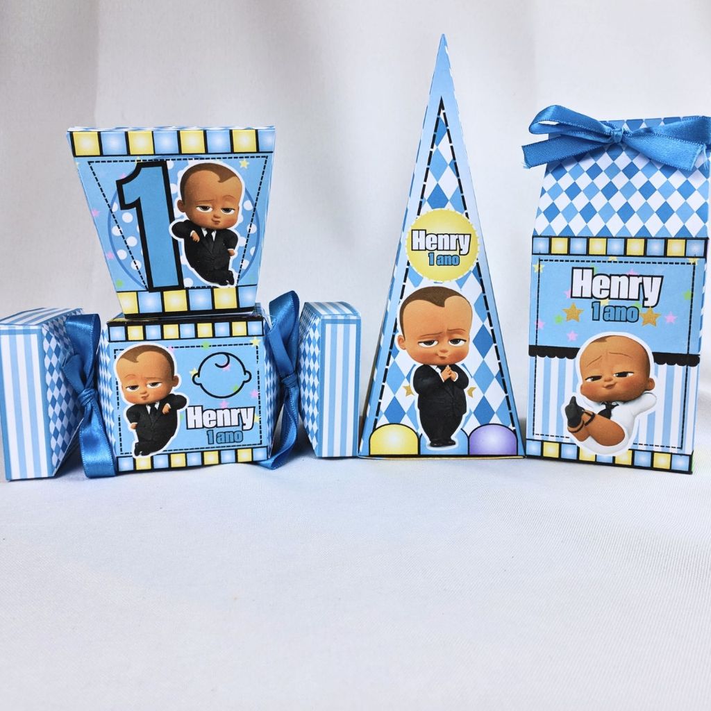 Kit 10 a 50 Caixinhas Personalizadas Lembrancinhas Poderoso Chefinho Moreno Para Festa Aniversario Festinha