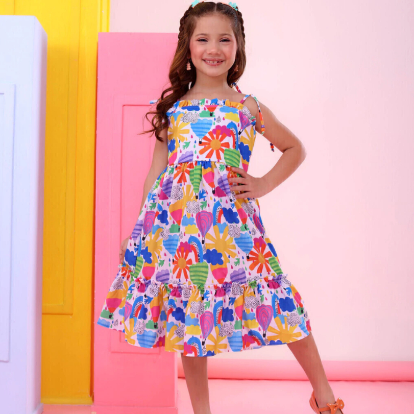 Vestido Infantil Feminino Estampado – Leve, Fresquinho e Confortável