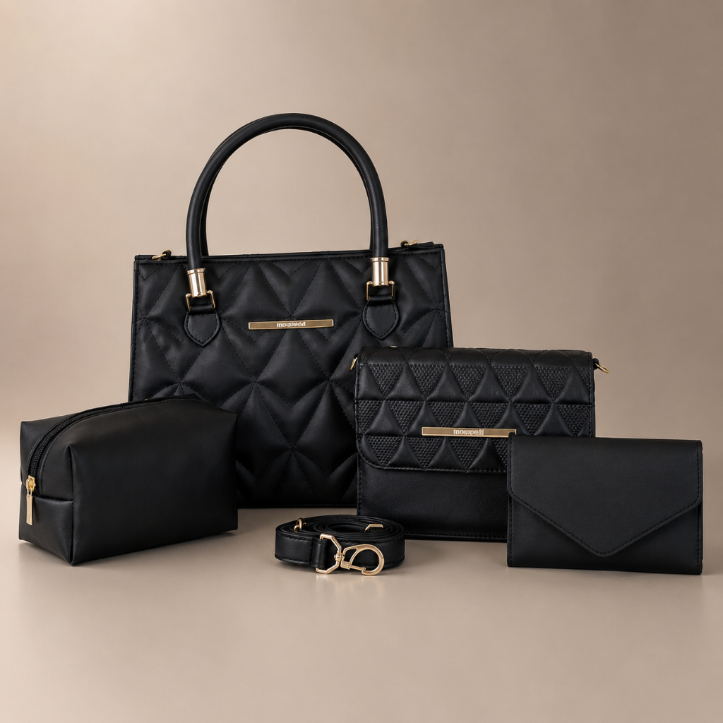 Kit Bolsa Feminina 4 Peças Bolsas Transversal De Ombro Necessaire E Carteira