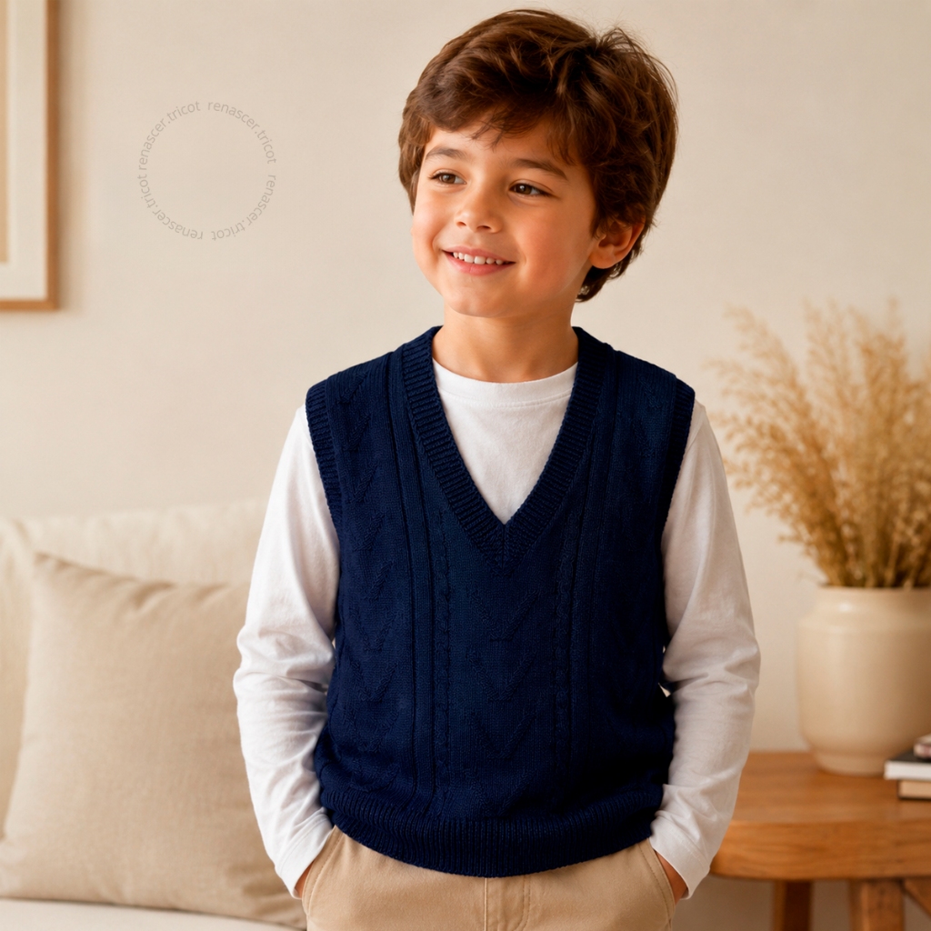 Colete Infantil Tricot Premium Masculino Blusa Menino Casual Confortável