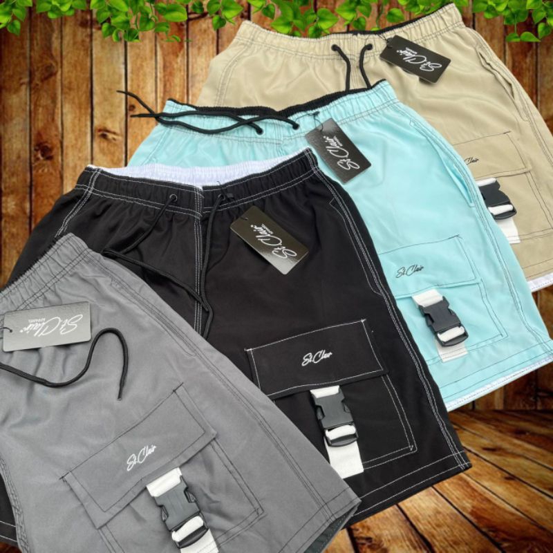 Bermuda masculina elastano bolso cinto cargo tecido elastic praia academia street wear M ao G1plus
