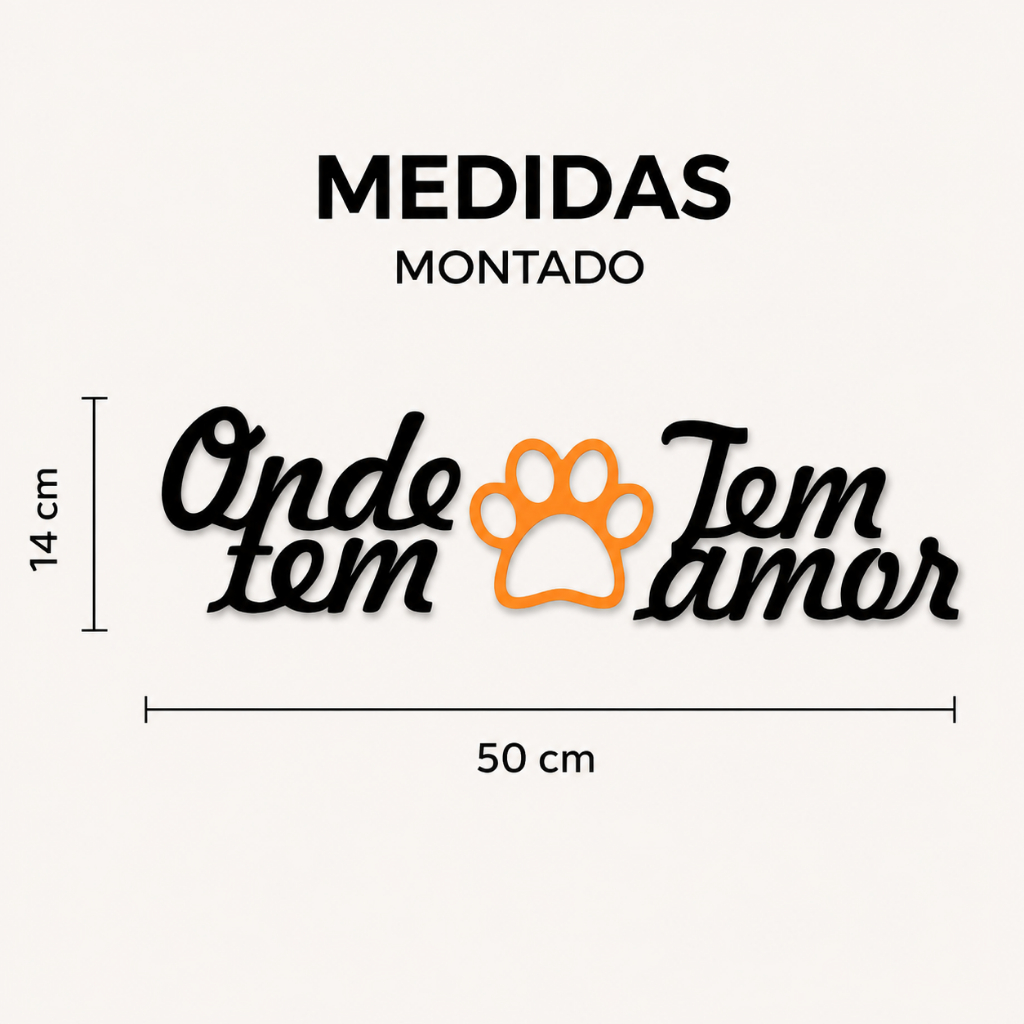 Quadros Decorativo Onde Tem Pet Tem Amor Mdf Preto Para Decoração Petshop de Animais — imagem 2 de 2