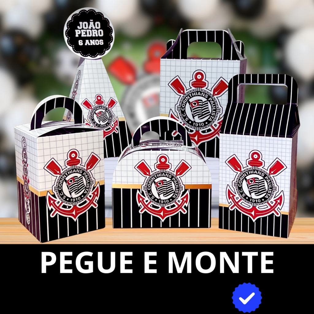 Caixinha Lembrancinha Corinthians Personalizada Kit 10 a 50 und Festa Aniversário Mimo para Doces