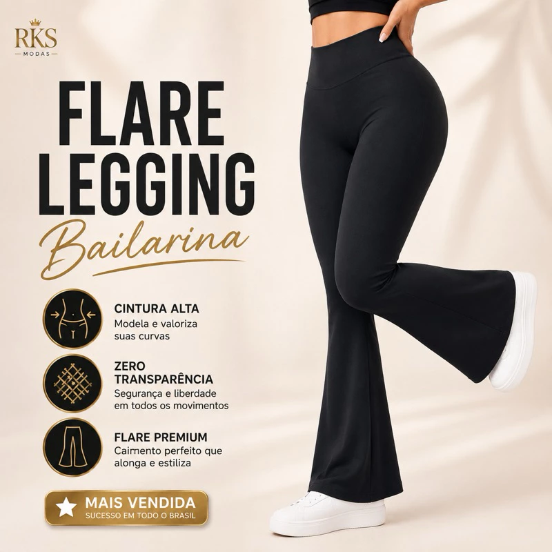 Calça Legging Bailarina Flare Modela bumbum Cintura Alta Promoção — imagem 1