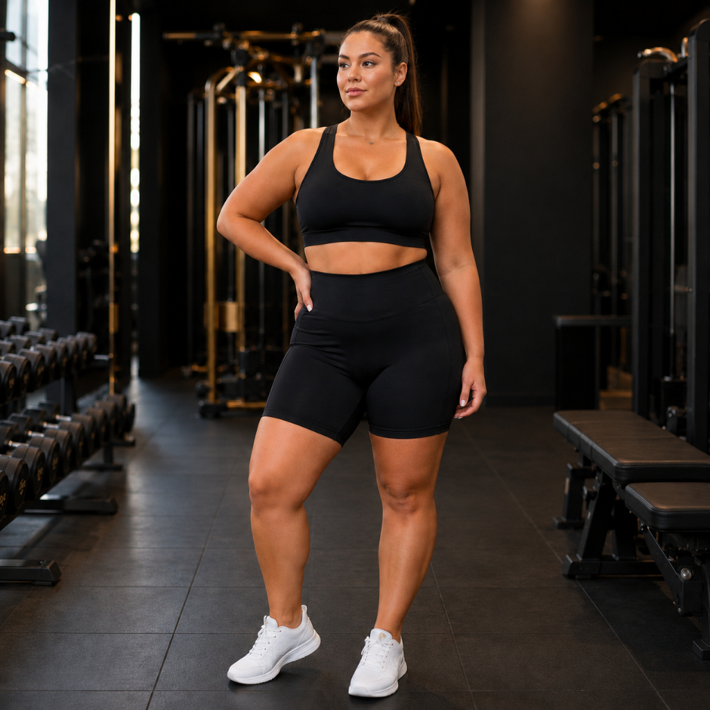 Short Fitness Plus Size Feminino Curto Reforçado Cós Alto Não Transparente Academia