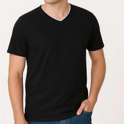 Camiseta Masculina Gola V Lisa Básica