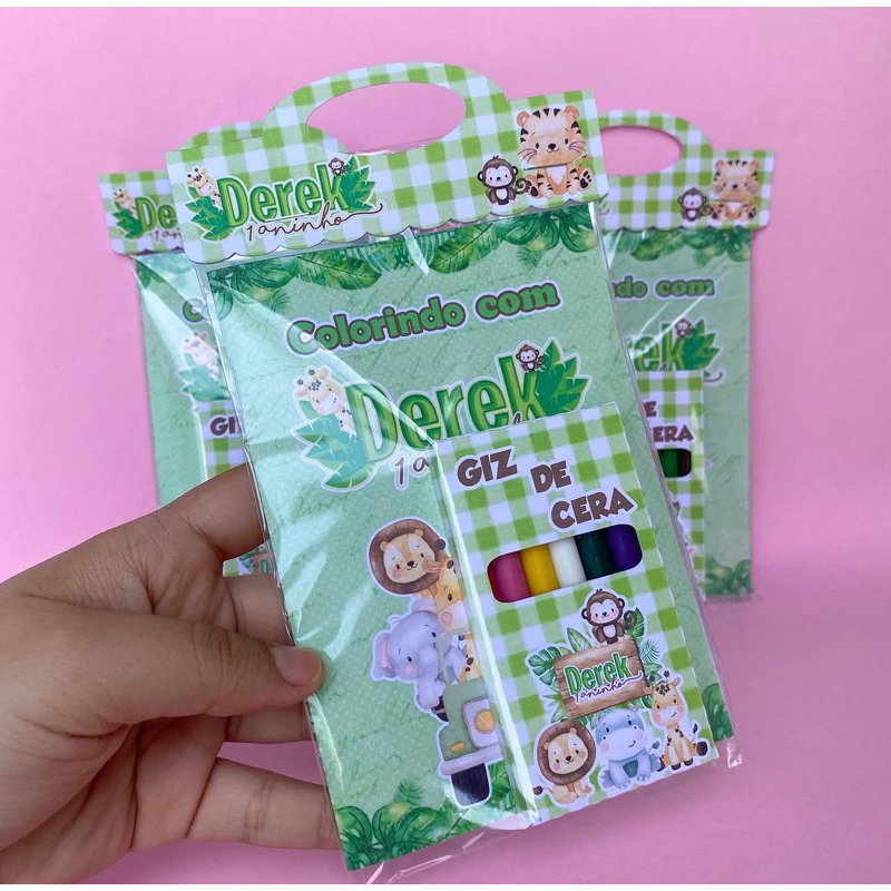 Kit de Colorir Safari Baby Personalizados | Lembrancinhas | Aniversário Infantil