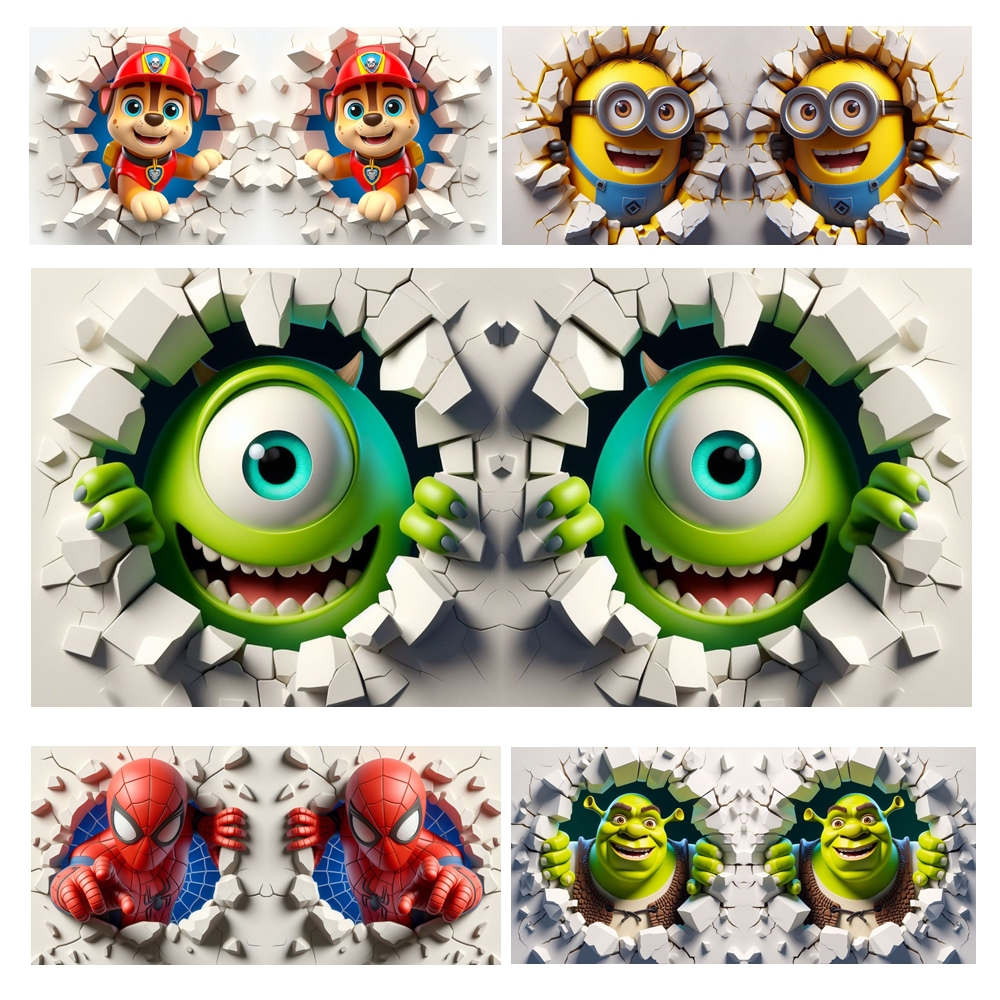 Artes Impressas Personagens efeito 3D | Imagens prontas para estampar Canecas | Sublimação | Personalizada | Desenhos