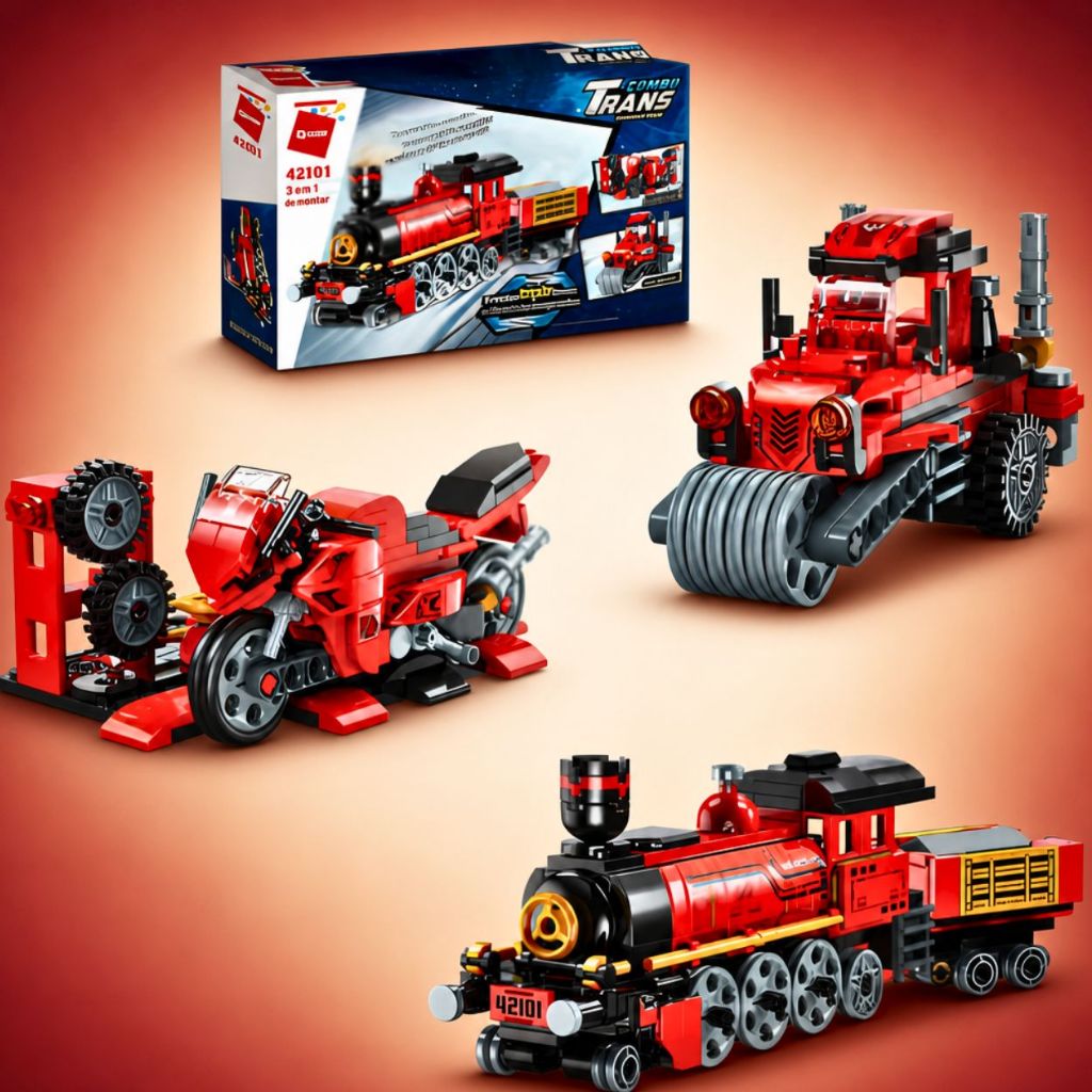 Brinquedo Infantil Interativo Montar Transportes 3 Em 1