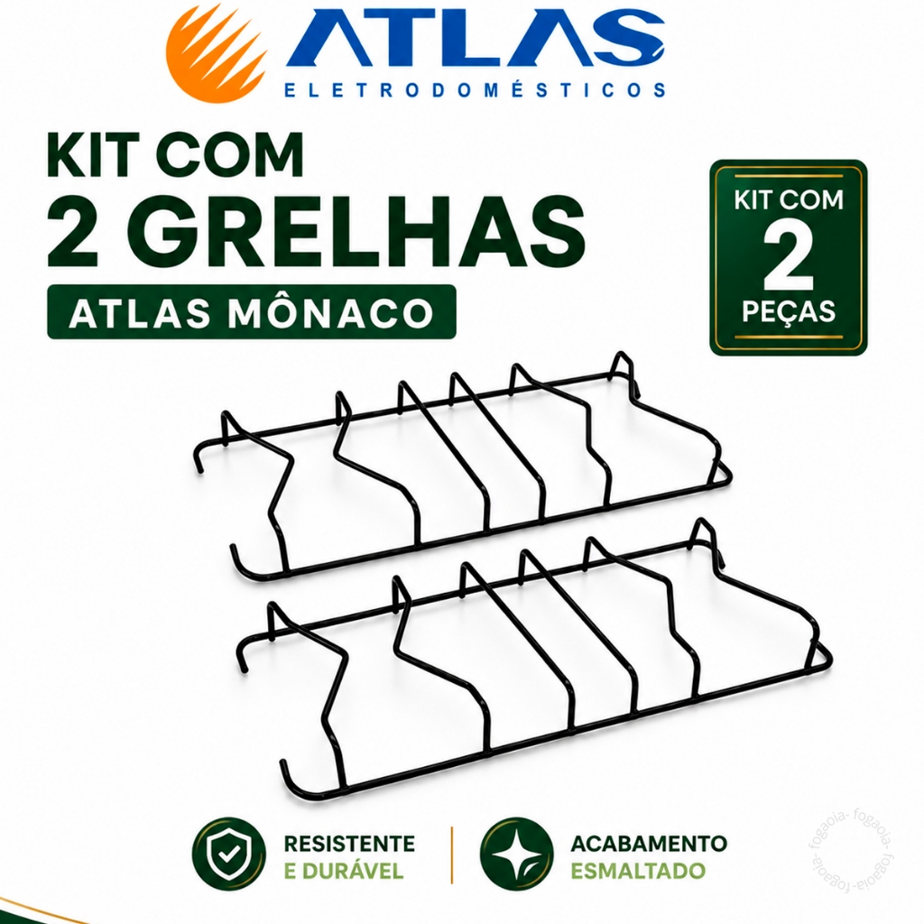 Kit 2 Grelhas Fogão 4 Bocas Atlas Mônaco Trempe Grelha Com Pino