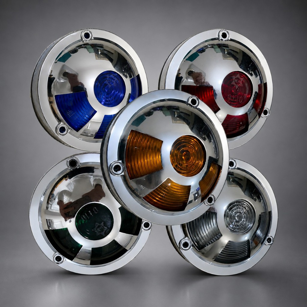 1/3 Lanterna Lateral Estribo Universal Amarela 3 Aros para Caminhão e Carreta Verde/Azul/Cristal/Vermelha/Amarela
